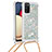 Coque Silicone Housse Etui Gel Bling-Bling avec Laniere Strap S03 pour Samsung Galaxy A02s Petit