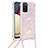 Coque Silicone Housse Etui Gel Bling-Bling avec Laniere Strap S03 pour Samsung Galaxy A02s Rose