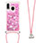 Coque Silicone Housse Etui Gel Bling-Bling avec Laniere Strap S03 pour Samsung Galaxy A20e Rose Rouge