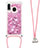 Coque Silicone Housse Etui Gel Bling-Bling avec Laniere Strap S03 pour Samsung Galaxy A20e Rouge