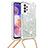 Coque Silicone Housse Etui Gel Bling-Bling avec Laniere Strap S03 pour Samsung Galaxy A23 5G Argent
