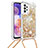 Coque Silicone Housse Etui Gel Bling-Bling avec Laniere Strap S03 pour Samsung Galaxy A23 5G Or