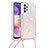 Coque Silicone Housse Etui Gel Bling-Bling avec Laniere Strap S03 pour Samsung Galaxy A23 5G Rose