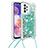 Coque Silicone Housse Etui Gel Bling-Bling avec Laniere Strap S03 pour Samsung Galaxy A23 5G Vert