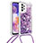 Coque Silicone Housse Etui Gel Bling-Bling avec Laniere Strap S03 pour Samsung Galaxy A23 5G Violet
