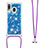 Coque Silicone Housse Etui Gel Bling-Bling avec Laniere Strap S03 pour Samsung Galaxy A40 Bleu