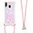 Coque Silicone Housse Etui Gel Bling-Bling avec Laniere Strap S03 pour Samsung Galaxy A40 Rose
