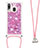 Coque Silicone Housse Etui Gel Bling-Bling avec Laniere Strap S03 pour Samsung Galaxy A40 Rouge