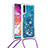 Coque Silicone Housse Etui Gel Bling-Bling avec Laniere Strap S03 pour Samsung Galaxy A70 Bleu