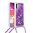 Coque Silicone Housse Etui Gel Bling-Bling avec Laniere Strap S03 pour Samsung Galaxy A70 Violet