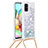 Coque Silicone Housse Etui Gel Bling-Bling avec Laniere Strap S03 pour Samsung Galaxy A71 5G Argent