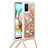 Coque Silicone Housse Etui Gel Bling-Bling avec Laniere Strap S03 pour Samsung Galaxy A71 5G Or