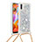 Coque Silicone Housse Etui Gel Bling-Bling avec Laniere Strap S03 pour Samsung Galaxy M11 Argent