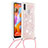 Coque Silicone Housse Etui Gel Bling-Bling avec Laniere Strap S03 pour Samsung Galaxy M11 Petit
