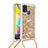 Coque Silicone Housse Etui Gel Bling-Bling avec Laniere Strap S03 pour Samsung Galaxy M21s Or