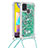 Coque Silicone Housse Etui Gel Bling-Bling avec Laniere Strap S03 pour Samsung Galaxy M21s Vert