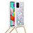 Coque Silicone Housse Etui Gel Bling-Bling avec Laniere Strap S03 pour Samsung Galaxy M40S Argent