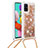 Coque Silicone Housse Etui Gel Bling-Bling avec Laniere Strap S03 pour Samsung Galaxy M40S Or