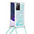 Coque Silicone Housse Etui Gel Bling-Bling avec Laniere Strap S03 pour Samsung Galaxy Note 20 Ultra 5G Bleu Ciel
