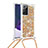 Coque Silicone Housse Etui Gel Bling-Bling avec Laniere Strap S03 pour Samsung Galaxy Note 20 Ultra 5G Or