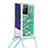 Coque Silicone Housse Etui Gel Bling-Bling avec Laniere Strap S03 pour Samsung Galaxy Note 20 Ultra 5G Vert