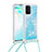 Coque Silicone Housse Etui Gel Bling-Bling avec Laniere Strap S03 pour Samsung Galaxy S10 Lite Bleu Ciel