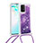 Coque Silicone Housse Etui Gel Bling-Bling avec Laniere Strap S03 pour Samsung Galaxy S10 Lite Violet