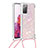 Coque Silicone Housse Etui Gel Bling-Bling avec Laniere Strap S03 pour Samsung Galaxy S20 FE (2022) 5G Rose