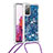 Coque Silicone Housse Etui Gel Bling-Bling avec Laniere Strap S03 pour Samsung Galaxy S20 FE 5G Bleu