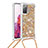 Coque Silicone Housse Etui Gel Bling-Bling avec Laniere Strap S03 pour Samsung Galaxy S20 FE 5G Or