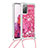 Coque Silicone Housse Etui Gel Bling-Bling avec Laniere Strap S03 pour Samsung Galaxy S20 FE 5G Rose Rouge