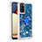 Coque Silicone Housse Etui Gel Bling-Bling avec Support Bague Anneau S01 pour Samsung Galaxy A02s Bleu