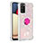 Coque Silicone Housse Etui Gel Bling-Bling avec Support Bague Anneau S01 pour Samsung Galaxy A02s Rose
