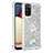 Coque Silicone Housse Etui Gel Bling-Bling avec Support Bague Anneau S01 pour Samsung Galaxy A03s Argent