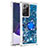 Coque Silicone Housse Etui Gel Bling-Bling avec Support Bague Anneau S01 pour Samsung Galaxy Note 20 Ultra 5G Bleu