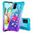 Coque Silicone Housse Etui Gel Bling-Bling avec Support Bague Anneau S02 pour Samsung Galaxy A71 5G Bleu Ciel