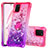 Coque Silicone Housse Etui Gel Bling-Bling avec Support Bague Anneau S02 pour Samsung Galaxy A81 Rose Rouge