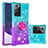 Coque Silicone Housse Etui Gel Bling-Bling avec Support Bague Anneau S02 pour Samsung Galaxy Note 20 Ultra 5G Bleu Ciel
