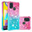 Coque Silicone Housse Etui Gel Bling-Bling S02 pour Samsung Galaxy M21s Rose