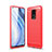 Coque Silicone Housse Etui Gel Line C01 pour Xiaomi Redmi Note 9 Rouge