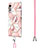 Coque Silicone Motif Fantaisie Souple Couleur Unie Etui Housse avec Laniere Strap Y01B pour LG Velvet 4G Rose