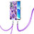 Coque Silicone Motif Fantaisie Souple Couleur Unie Etui Housse avec Laniere Strap Y01B pour Oppo Reno6 Pro+ Plus 5G Violet