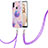 Coque Silicone Motif Fantaisie Souple Couleur Unie Etui Housse avec Laniere Strap Y01B pour Samsung Galaxy M11 Violet Clair
