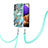 Coque Silicone Motif Fantaisie Souple Couleur Unie Etui Housse avec Laniere Strap Y01B pour Samsung Galaxy M32 5G Pastel Vert