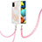 Coque Silicone Motif Fantaisie Souple Couleur Unie Etui Housse avec Laniere Strap Y01B pour Samsung Galaxy M40S Rose