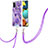 Coque Silicone Motif Fantaisie Souple Couleur Unie Etui Housse avec Laniere Strap Y01B pour Samsung Galaxy M40S Violet