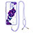 Coque Silicone Motif Fantaisie Souple Couleur Unie Etui Housse avec Laniere Strap Y01X pour Xiaomi Redmi 9 Prime India Violet