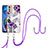 Coque Silicone Motif Fantaisie Souple Couleur Unie Etui Housse avec Laniere Strap Y03B pour Motorola Moto E32s Violet