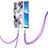 Coque Silicone Motif Fantaisie Souple Couleur Unie Etui Housse avec Laniere Strap Y03B pour Oppo Reno6 Pro 5G Violet