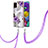 Coque Silicone Motif Fantaisie Souple Couleur Unie Etui Housse avec Laniere Strap Y03B pour Samsung Galaxy A51 5G Violet